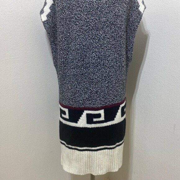 LOFT Turtle Neck Tunic Vest Sweater Size XS/S Oversized Cream/Black\Red - Picture 9 of 12